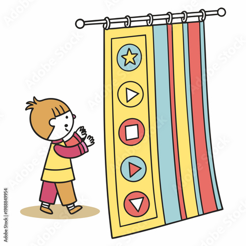 Cartoon curtain for Kids This is a vector illustration for preschool and home training for parents and teachers.