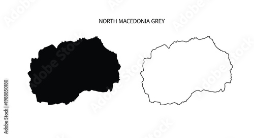 North macedonia map illustration showing country outline in both black and grey shades high quality professional