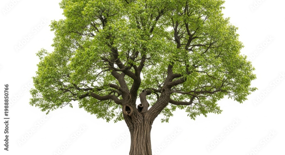 Obraz premium Majestic Green Tree with Lush Foliage Isolated on White Background