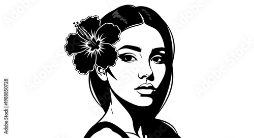 Illustration of a woman with a flower.