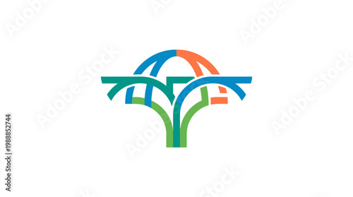Free Download Abstract Colorful Tree Logo Design on White Background. - GFXLoad