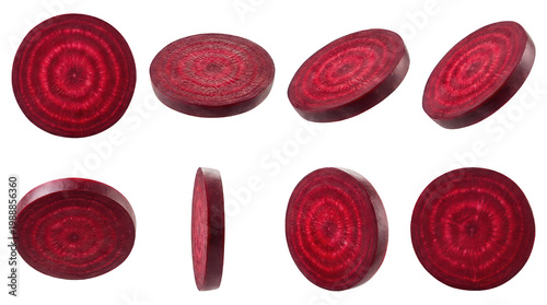 Beetroot slices clipart set in various angles fresh and organic isolated on transparent background