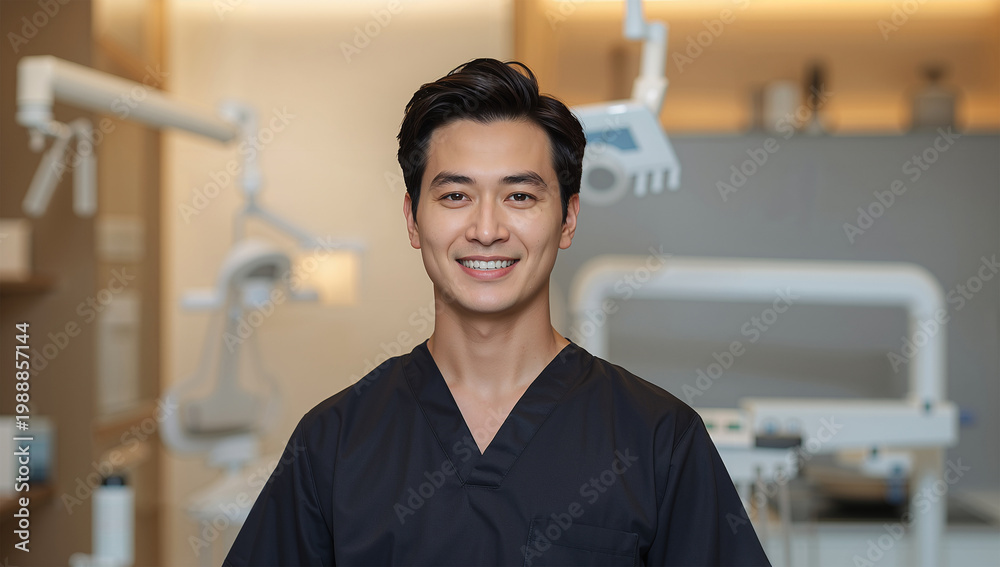 Fototapeta premium 採用広報に使いやすい歯科医院の日本人男性スタッフ紹介写真