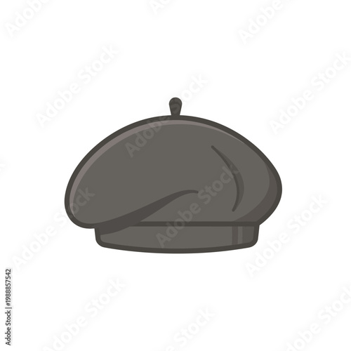 Wool beret hat icon, classic women's autumn fashion accessory in flat vector style.
