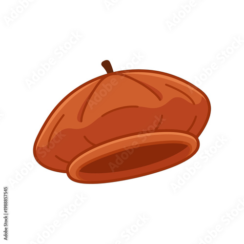Wool beret hat icon, classic women's autumn fashion accessory in flat vector style.