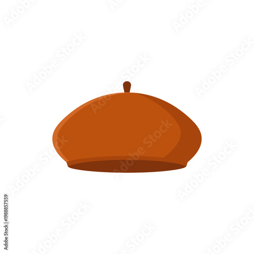 Wool beret hat icon, classic women's autumn fashion accessory in flat vector style.