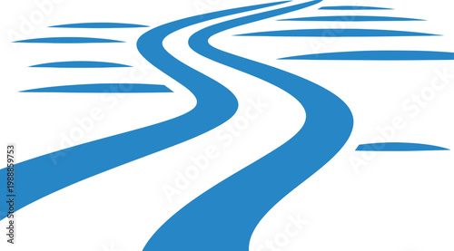 Road symbol represents a winding path leading toward a distant horizon line.