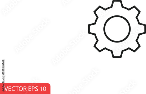 Gear icon represents mechanical operation and technical industrial.