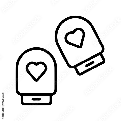 Heart Mittens Outline Icons