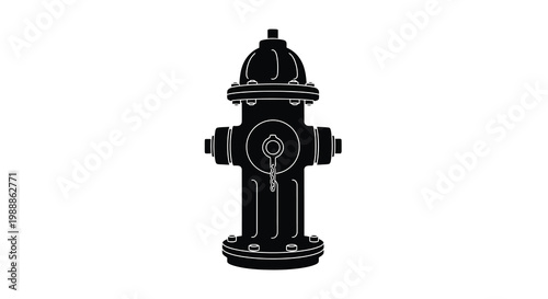 A black silhouette of a classic fire hydrant stands isolated on a plain white background