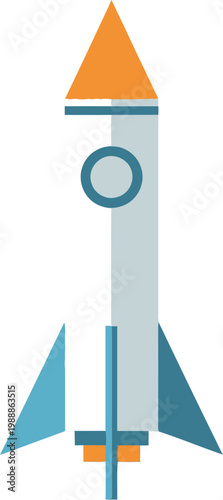 Rocket ship symbol signifies a rapid startup launch and innovative technology.