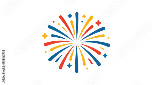 Schilderij op canvas Vibrant modern flat vector illustration of a colorful firework burst on a white background