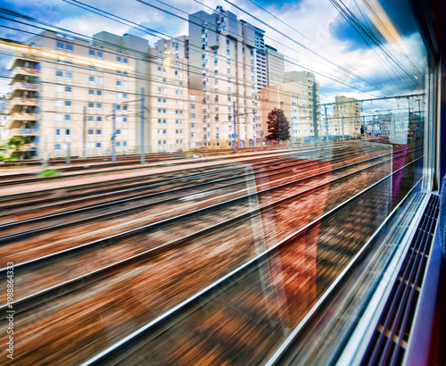 High-Speed TGV Train Approaching Paris City Urban Landscape View