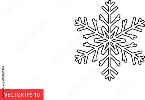 Snowflake icon represents winter season and cold climate in simple graphic.