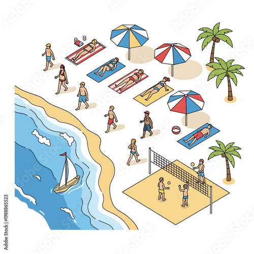 People Playing Beach Volleyball Game.