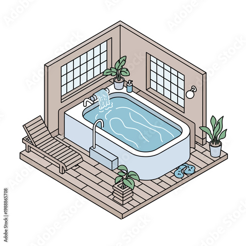 A large white bathtub with water.