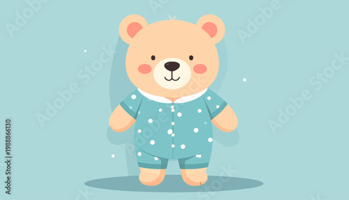 Cute Teddy Bear in Pajamas Cartoon Illustration