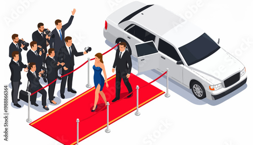 Woman Exiting Limousine on Red Carpet Event.