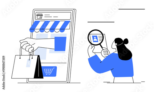 E-commerce. E-commerce technology secure online shopping and digital identity verification. E-commerce growth with secure transactions improving digital reliability. Use for retail, technology