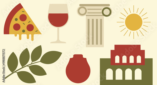 Collection of Italian cultural icons and symbols.