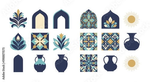 Foto Collection of Islamic and Mediterranean inspired decorative elements and patterns