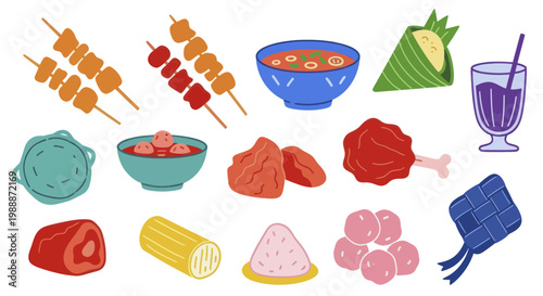 Delicious Assortment of Traditional Asian Cuisine and Beverages.