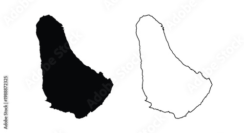 Barbados island outline shown in contrasting black and white representing geographical form high quality professional detailed