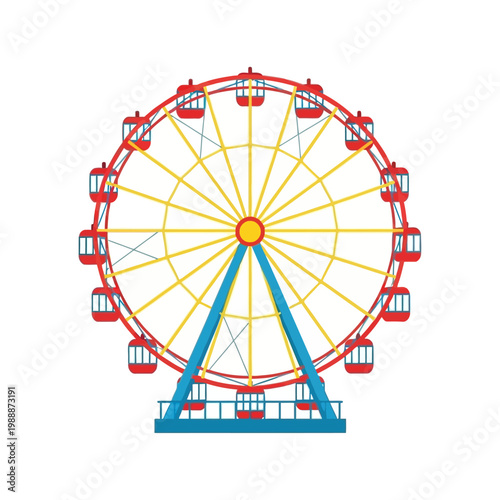 Slika na platnu Iconic Ferris Wheel Ride on White Background Amusement Park Attraction