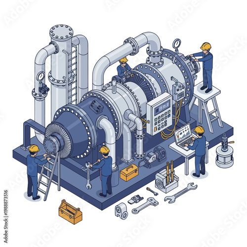 Industrial Turbine Maintenance and Repair Operations by Skilled Engineers.