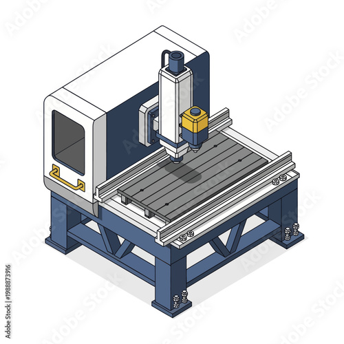 Isometric CNC Machine for Precision Manufacturing and Industrial Automation.