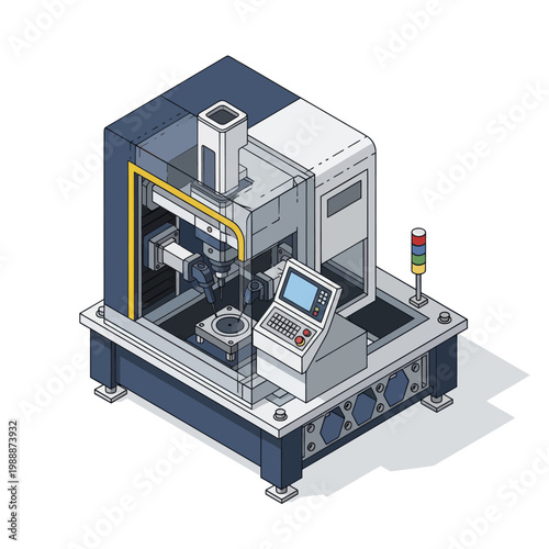 Isometric CNC Machine for Precision Manufacturing and Industrial Automation.