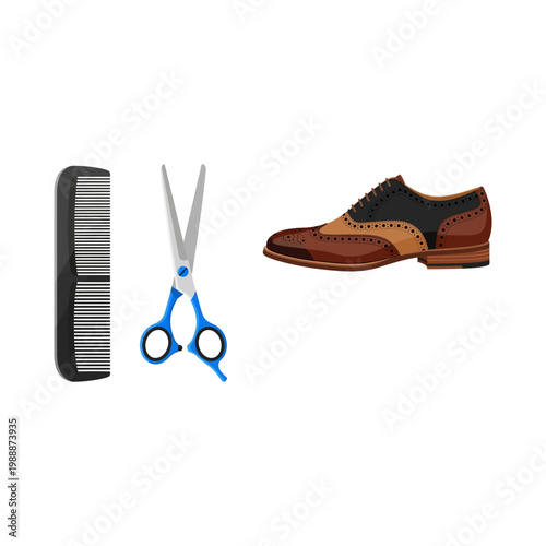 Collection of Men's Grooming Tools and Classic Oxford Shoes