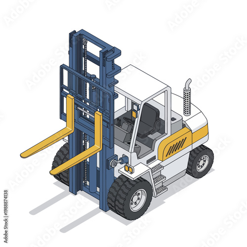 Isometric Forklift Illustration for Industrial and Logistics Operations.