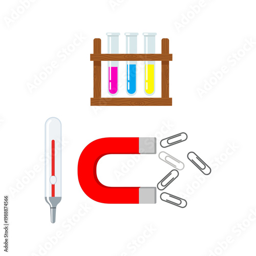 Basic Science Experiment Elements Chemistry, Temperature, and Magnetic Force
