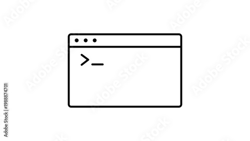 Photos Terminal Window and Command Line Interface Vector Icon Illustration with Editable Stroke
