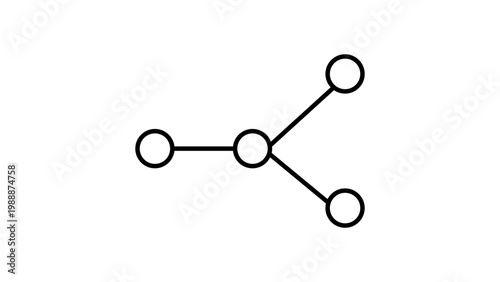 Minimalist Git Branch Vector Icon Illustration with Editable Stroke. Clean black line art on white background representing a branching tree or network node structure for technology and coding.