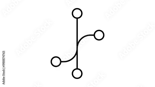 Git Branch Minimalist Black Line Vector Icon on a White Background Representing Version Control and Branching Logic, Editable Stroke Illustration for Software Development and Coding Projects.