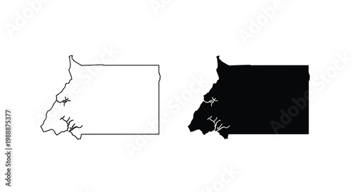 Two abstract black and white representations resembling geographical landmasses possibly coastal outlines high quality professional detailed