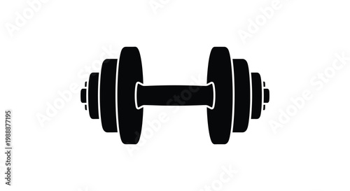 Black and white dumbbell icon fitness and strength training symbol