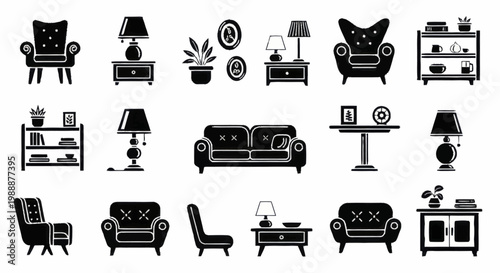 Collection of various furniture pieces for home interior design.