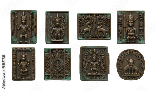 Collection of antique bronze Buddha statues.