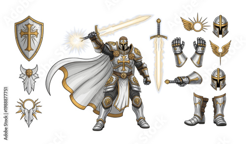 Medieval Templar Knight Armor Suit Character sheet