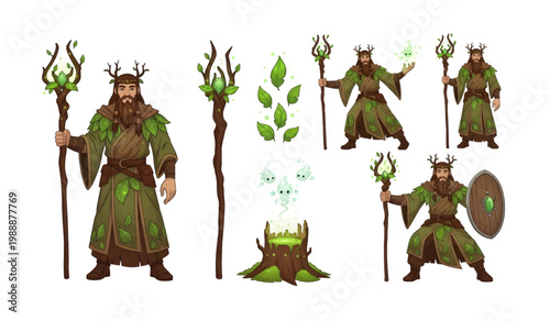 Druid with antlers and green robe Character sheet