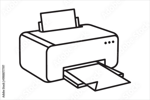  Modern Printer Outputting Paper Line Art Icon