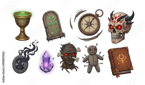Collection of Fantasy magic objects and creatures.