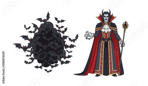 Vampire standing with bat swarm nearby Character sheet