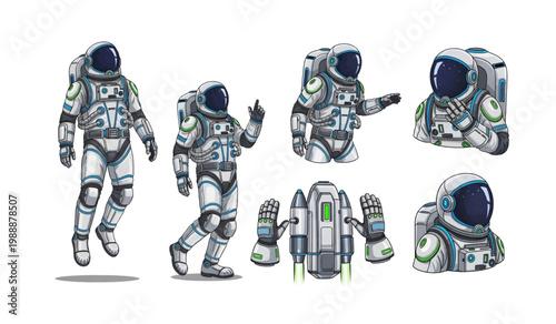 Collection of Astronaut Space Suit Equipment Details.