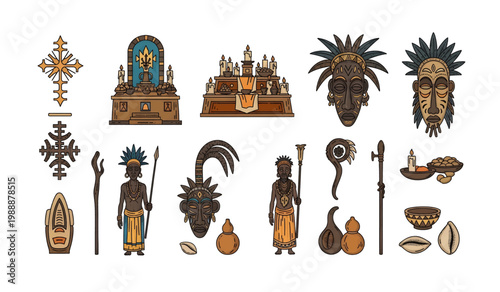 Collection of African tribal masks and figurines collection.