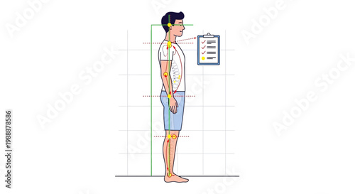 Man's Posture Analysis: Standing Alignment, Body Measurement, and Health Check
