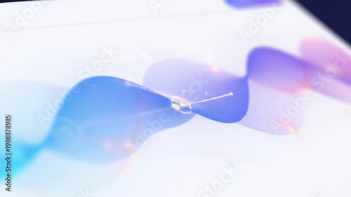 Blurry blue and purple light trails on white background in futuristic neon lighting for technology